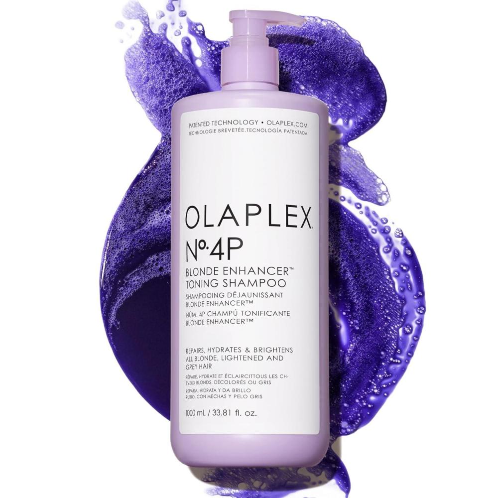 imageOlaplex No 4P Blonde Enhancer Purple Toning Shampoo Repairs Hydrates amp Brightens All Blonde Lightened amp Grey Hair338 Fl Oz Pack of 1